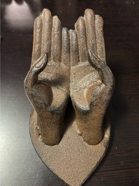 Cast Iron Bronze "Hands" Business Card Holder